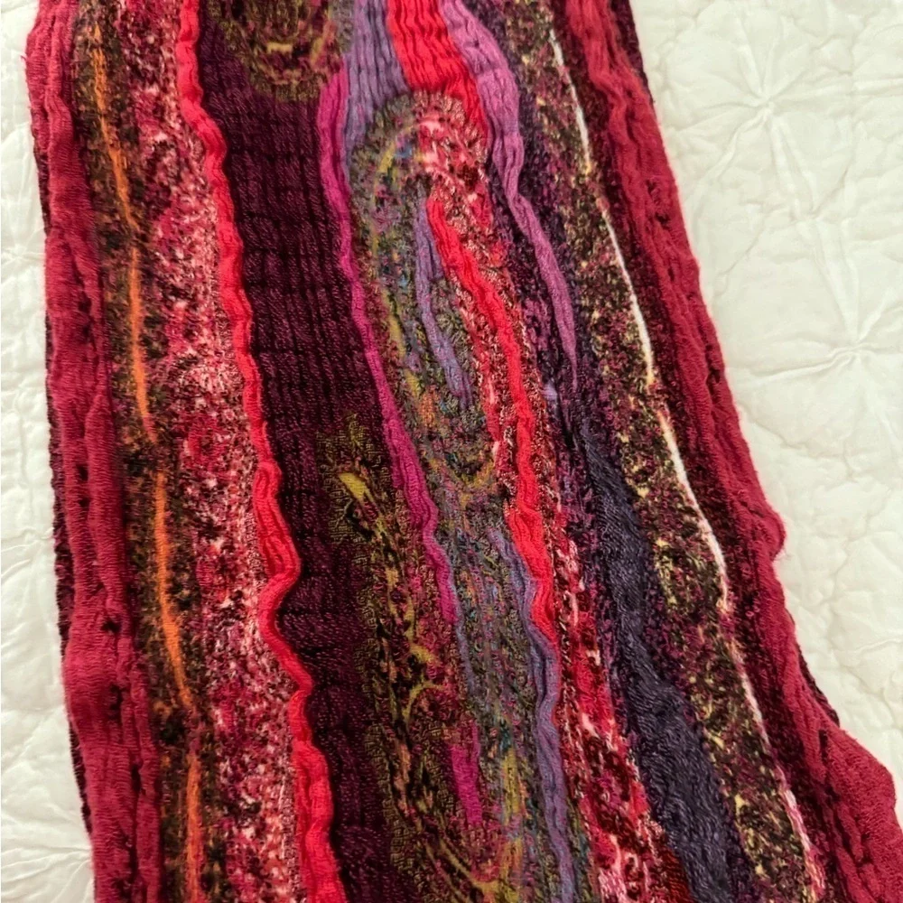 Silk & Viscose hand woven fabric from Nepal infinity scarf. Jewel tones